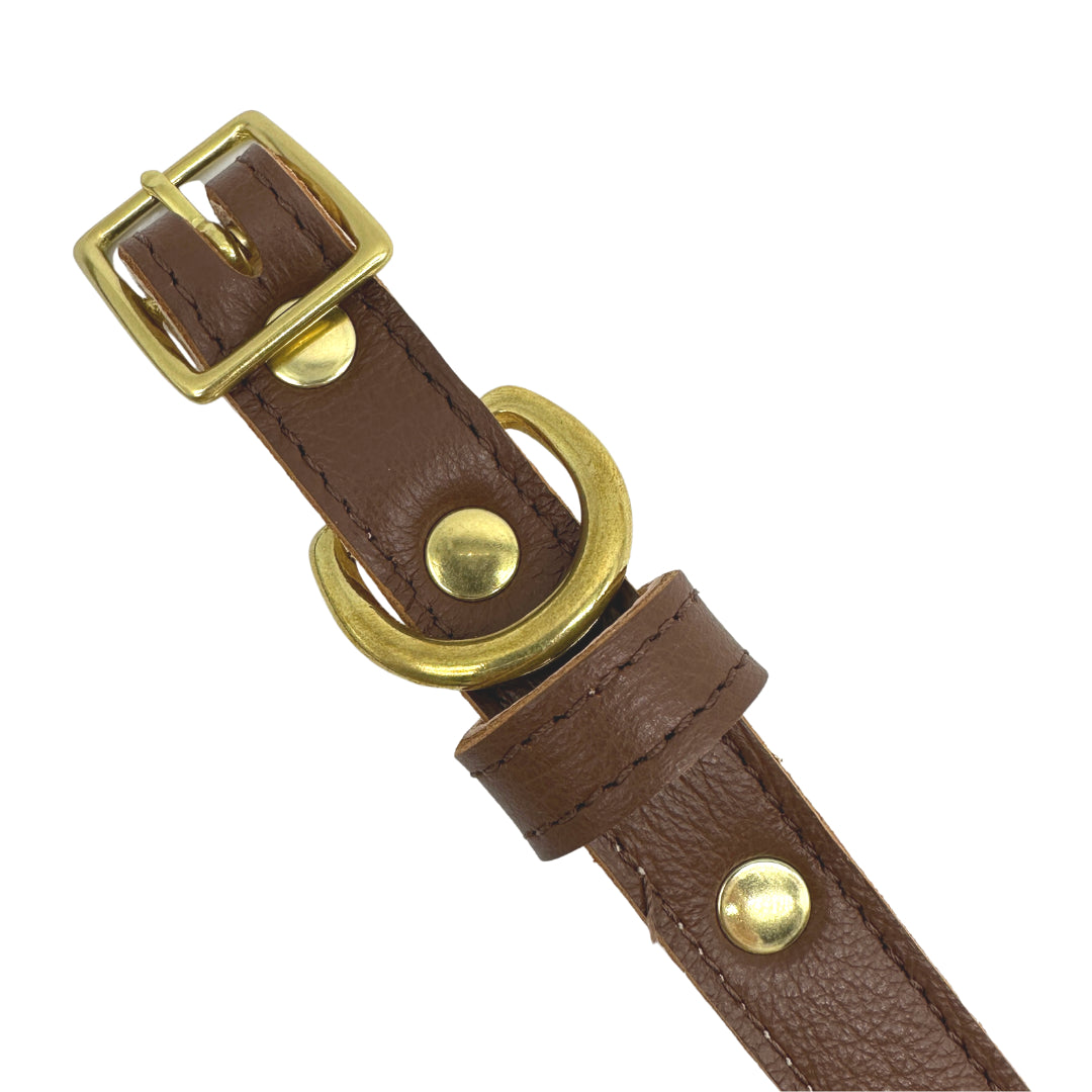 Bonne et Filou Plain Leather Dog Collar