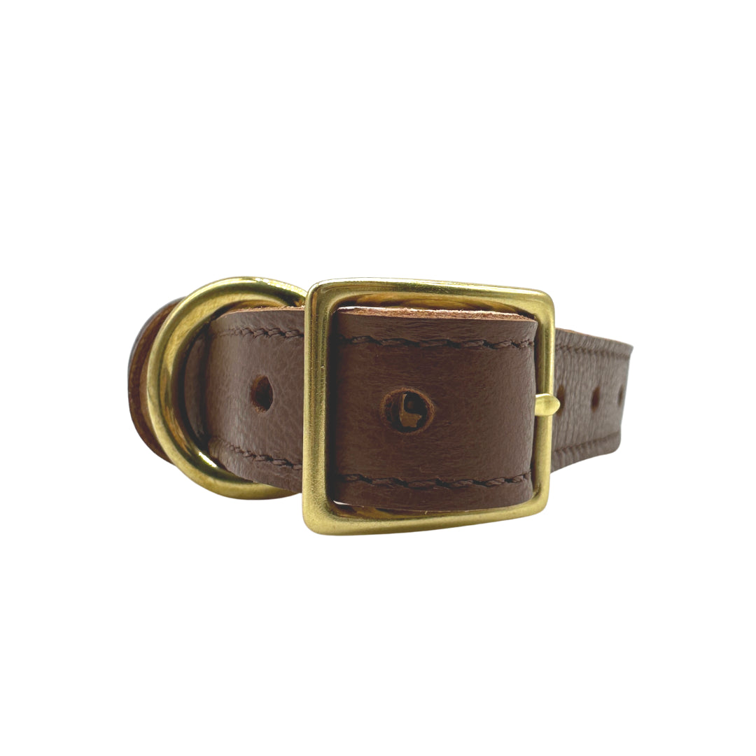 Bonne et Filou Plain Leather Dog Collar