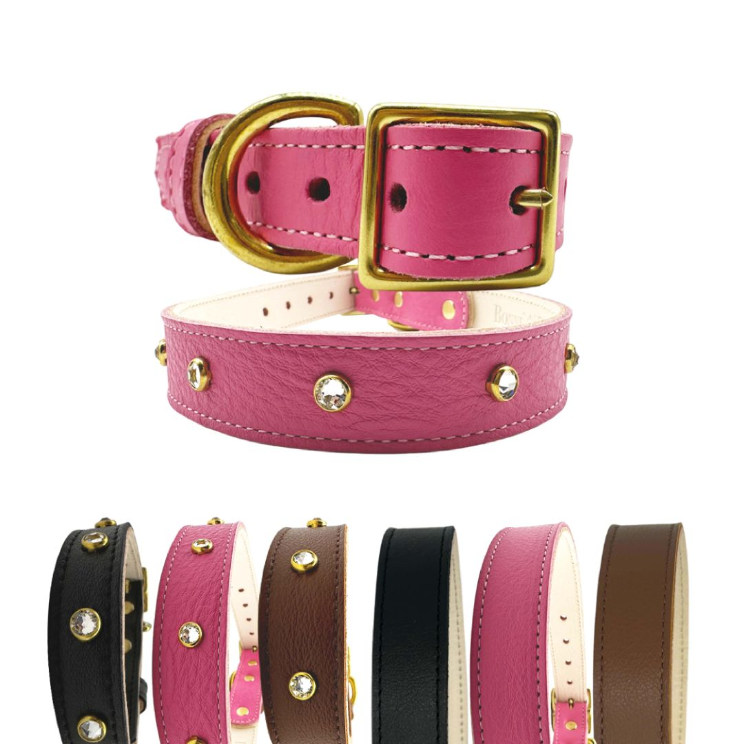 Bonne et Filou Plain Leather Dog Collar