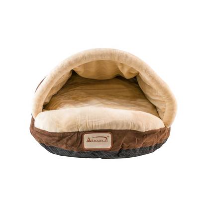 Armarkat Pet Bed Mocha - Cozy Faux Suede and Soft Velvet Cat Bed with Waterproof Base