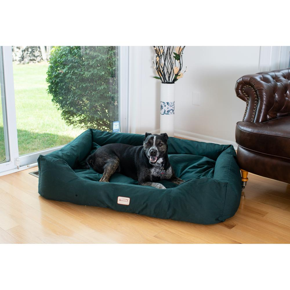 Large Laurel Green Bolstered Pet Bed - Armarkat D01FML-L