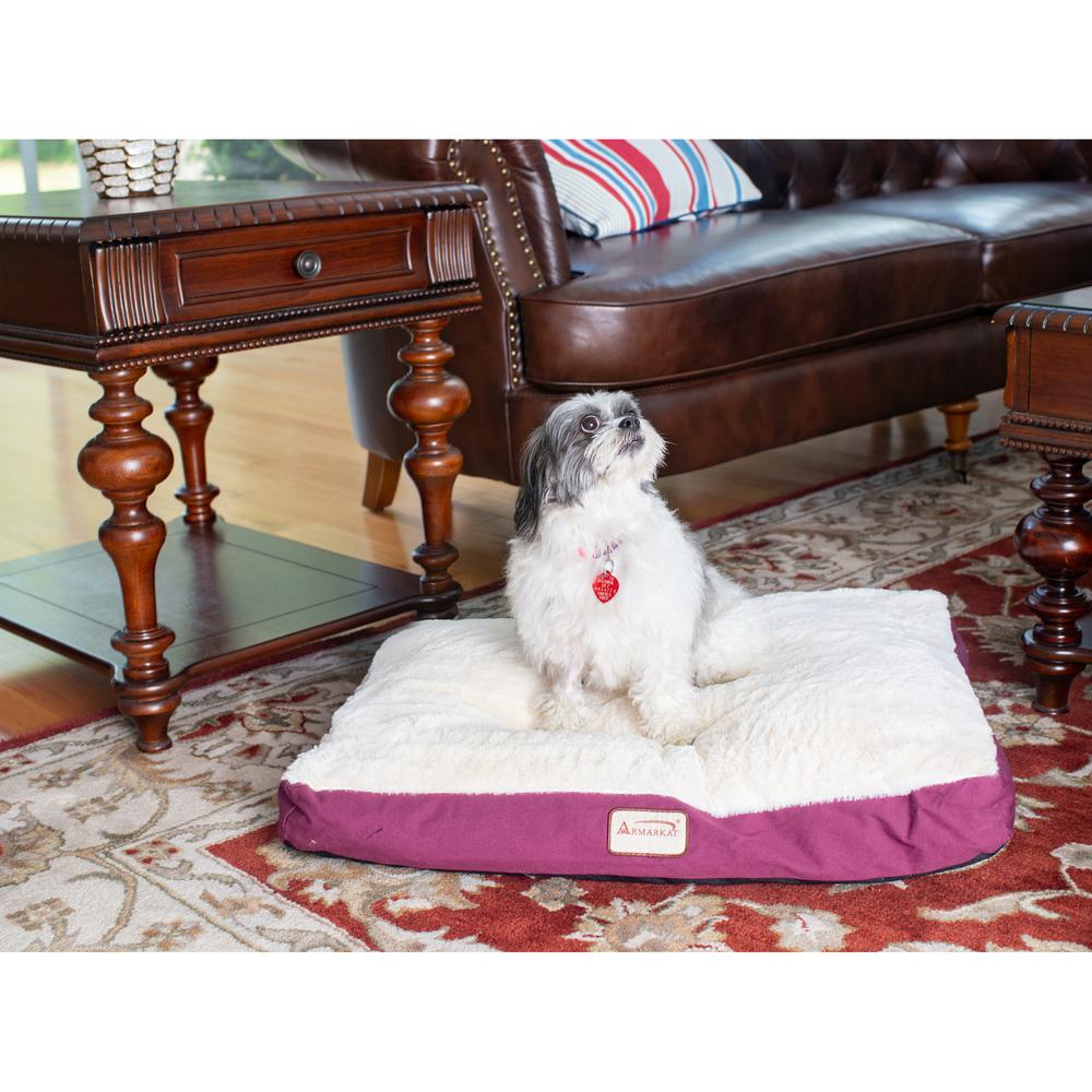 Armarkat Model Medium Pet Bed Mat with Poly Fill Cushion in Burgundy & Ivory