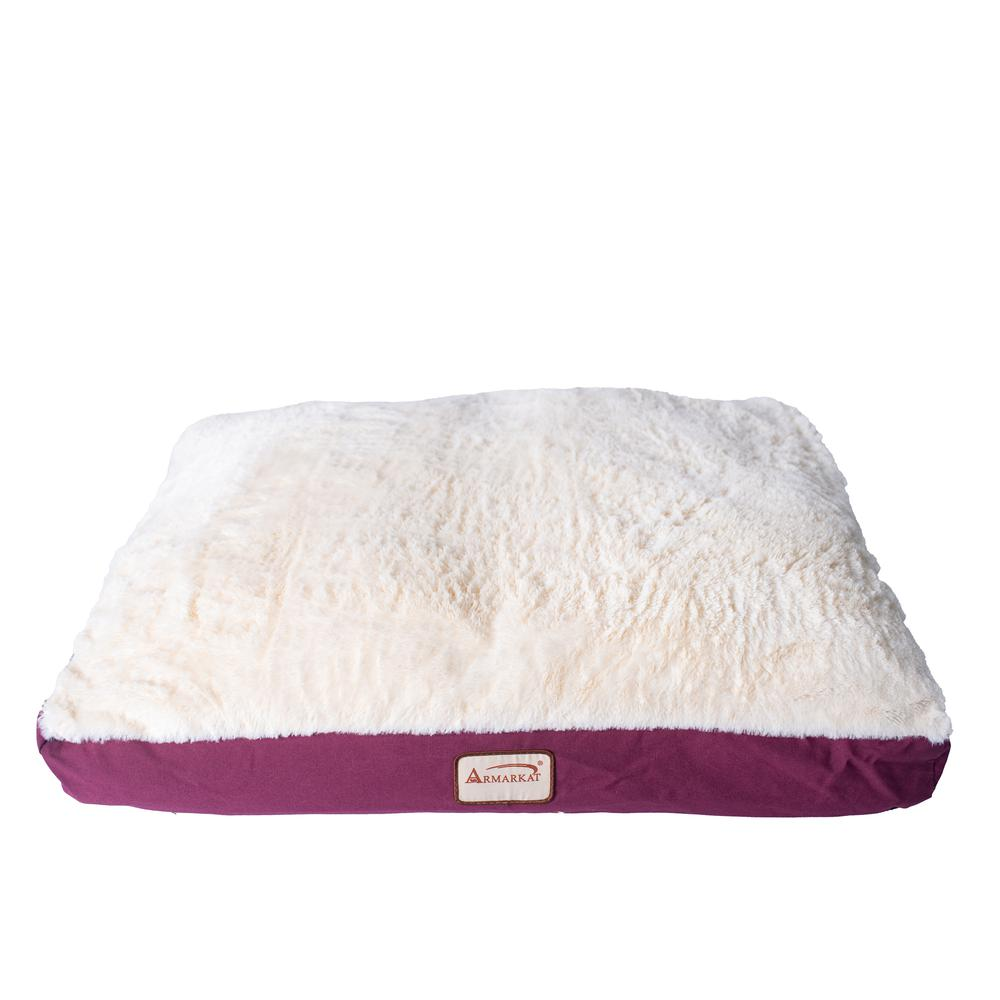 Armarkat Extra Large Dog Bed Mat with Poly Fill Cushion - Comfort for Your Canine Companion in Burgundy & Ivory