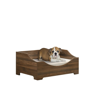 Gibson Brown Alder Wood Finish 36" Wide Modern Dog Bed with Comfy Cushion