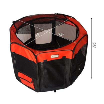 Armarkat Portable Pet Playpen - Black and Red Combo, Extra Large Size