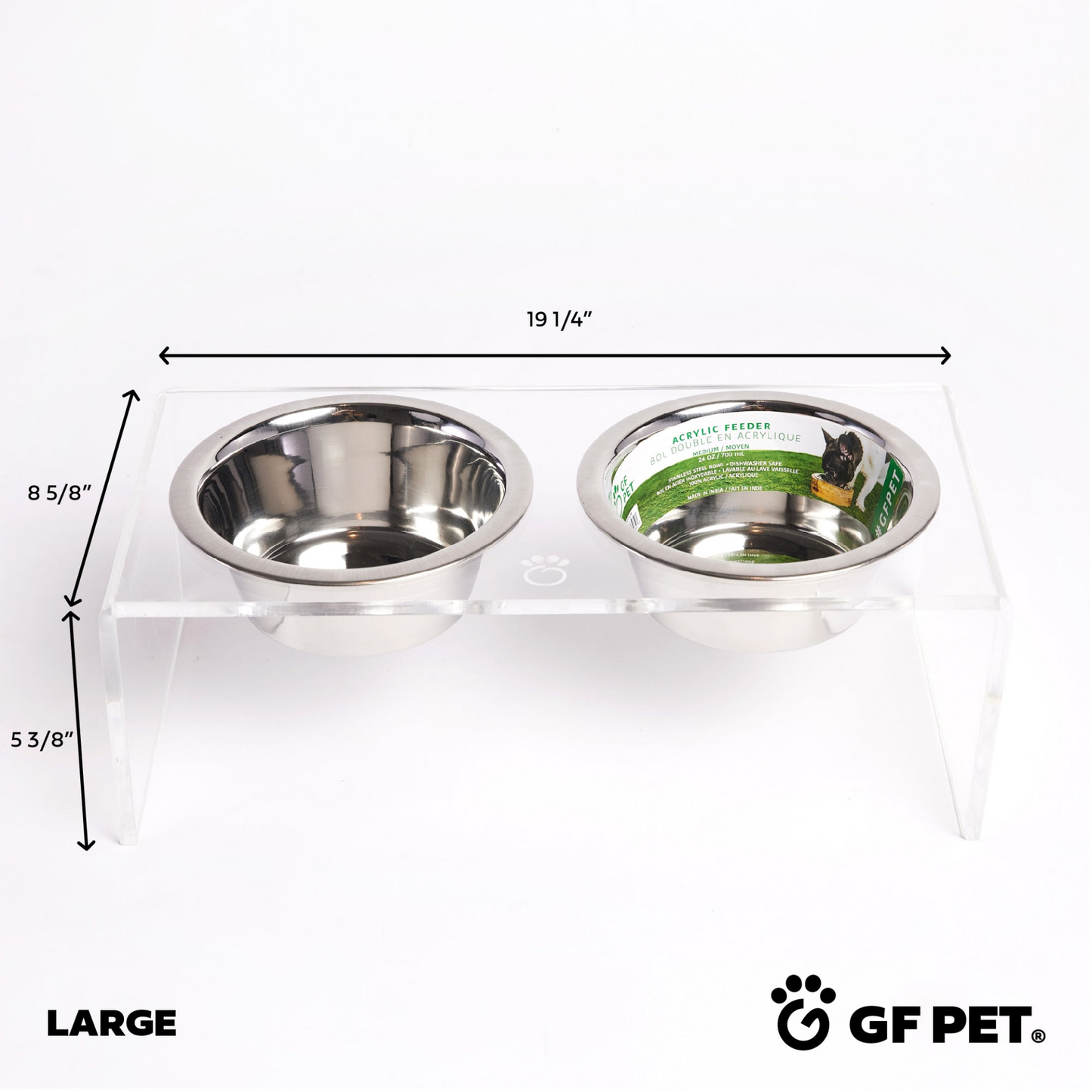 Acrylic Double Dog Feeder - Clear
