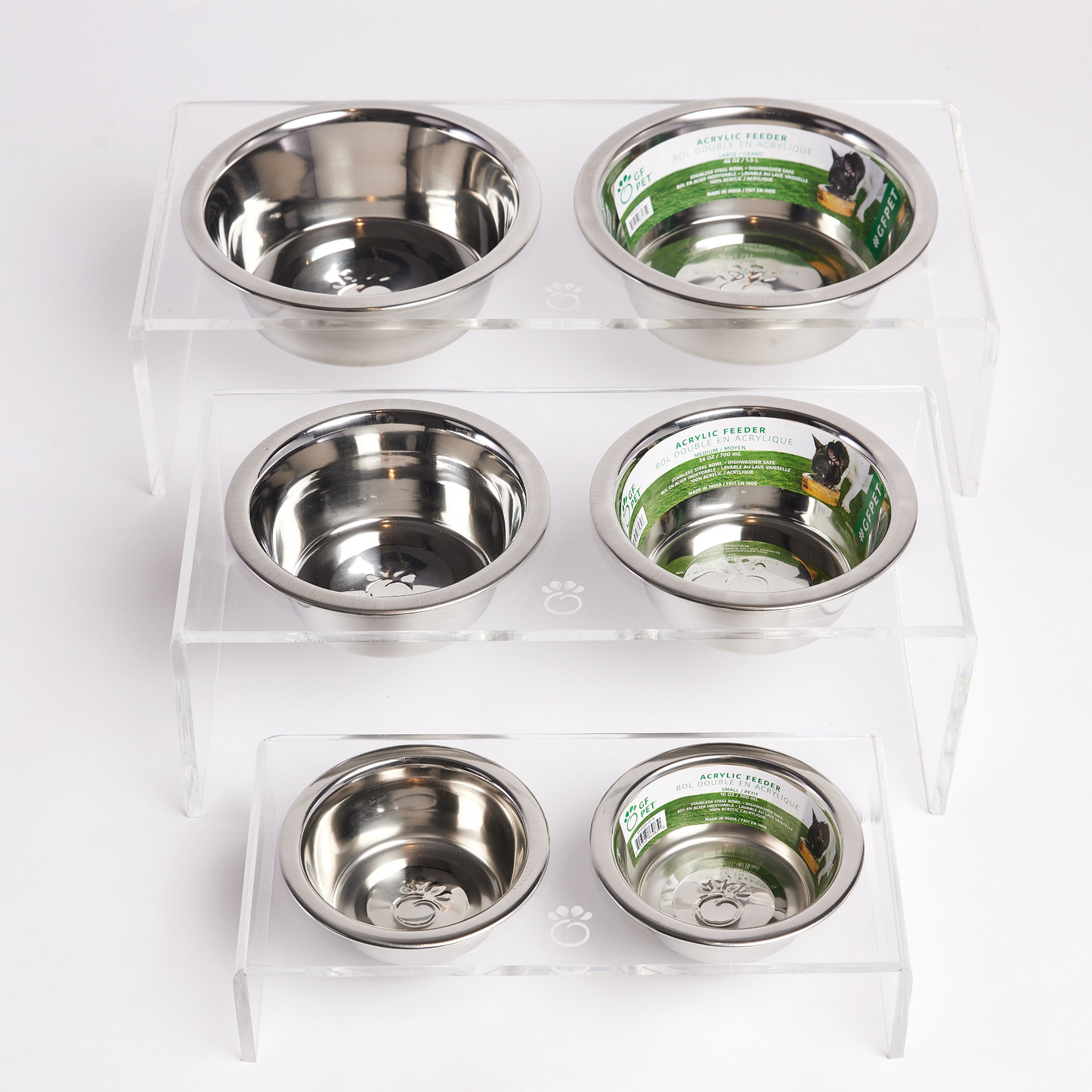 Acrylic Double Dog Feeder - Clear