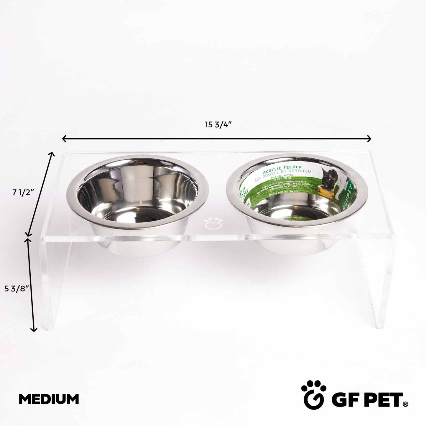 Acrylic Double Dog Feeder - Clear
