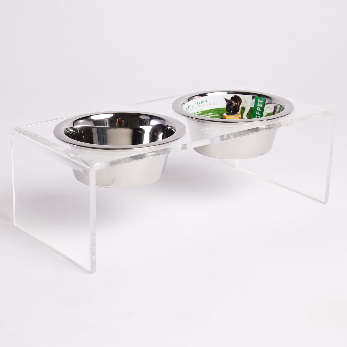 Acrylic Double Dog Feeder - Clear