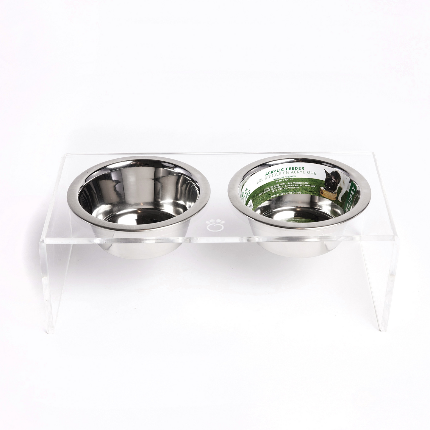 Acrylic Double Dog Feeder - Clear