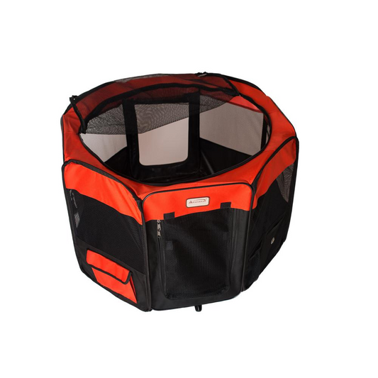 Armarkat Portable Pet Playpen - Black and Red Combo, Extra Large Size