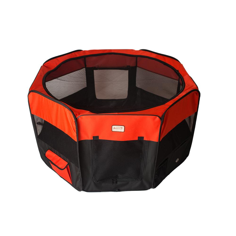 Armarkat Portable Pet Playpen - Black and Red Combo, Extra Large Size