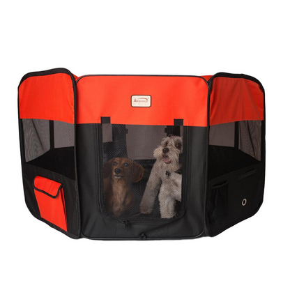 Armarkat Portable Pet Playpen - Black and Red Combo, Extra Large Size