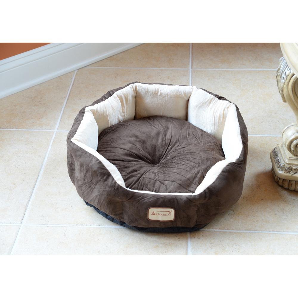 Armarkat Beige & Mocha Pet Bed for Extra Small Dogs - Soft Polyfill Cushion