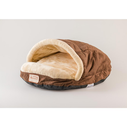 Armarkat Pet Bed Mocha - Cozy Faux Suede and Soft Velvet Cat Bed with Waterproof Base