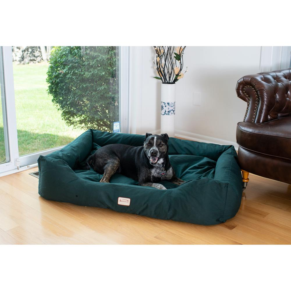 Large Laurel Green Bolstered Pet Bed - Armarkat D01FML-L