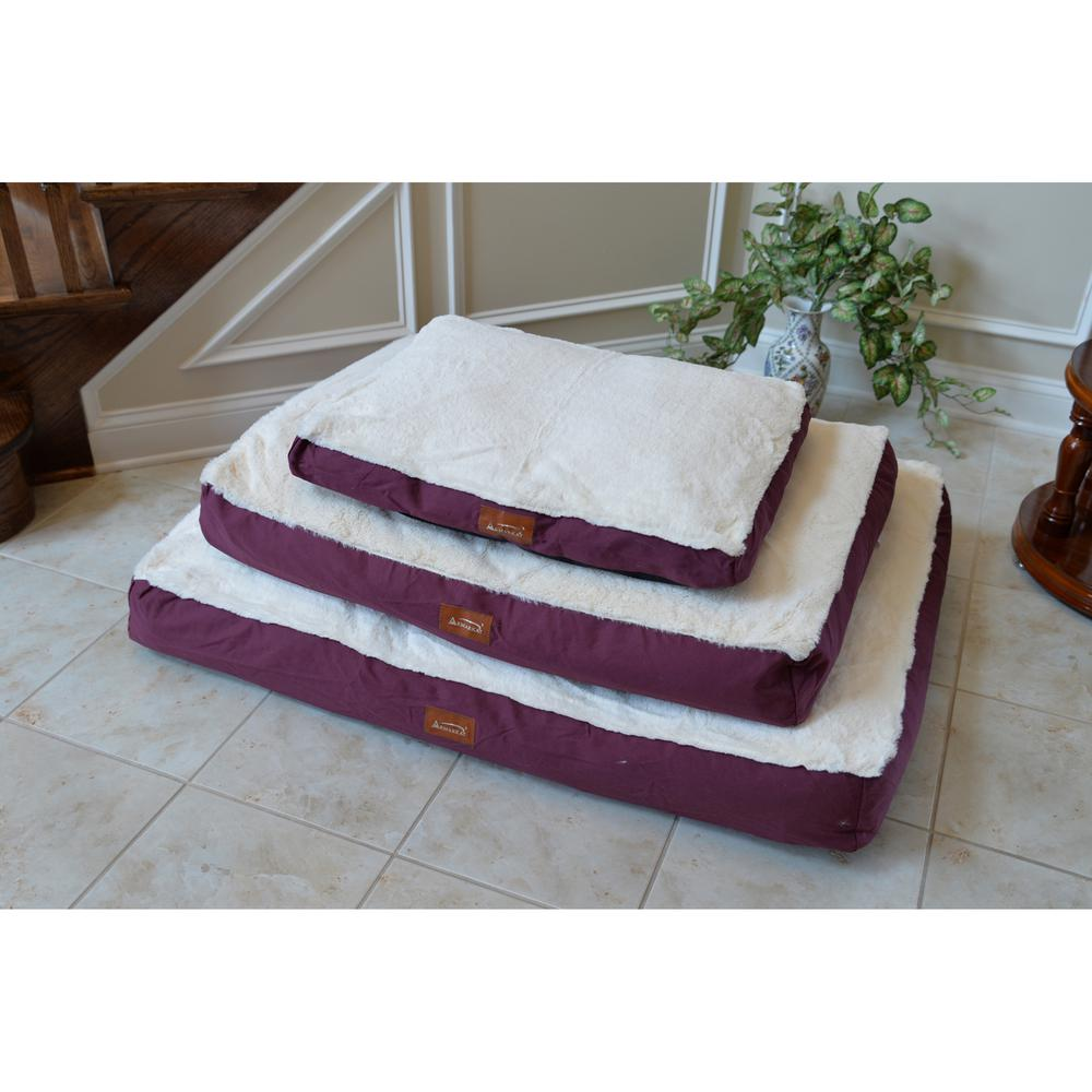 Large Ivory & Burgundy Pet Bed Mat by Armarkat - Luxurious Poly Fill Cushion for Dogs