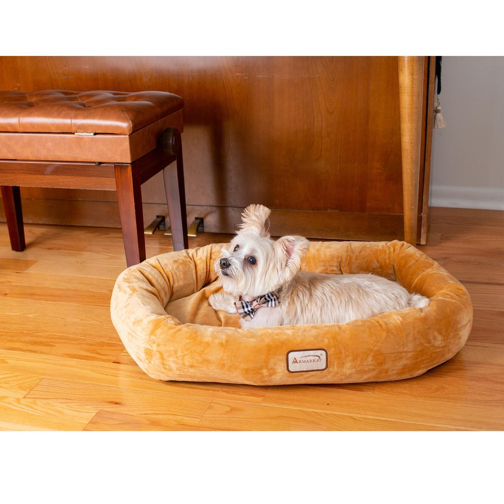 Armarkat Small Bolstered Pet Bed and Mat in Earth Brown