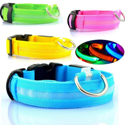 Nylon LED Pet Dog Luminous Collar: Night Safety Flashing Glow in Dark Dog Cat Leash