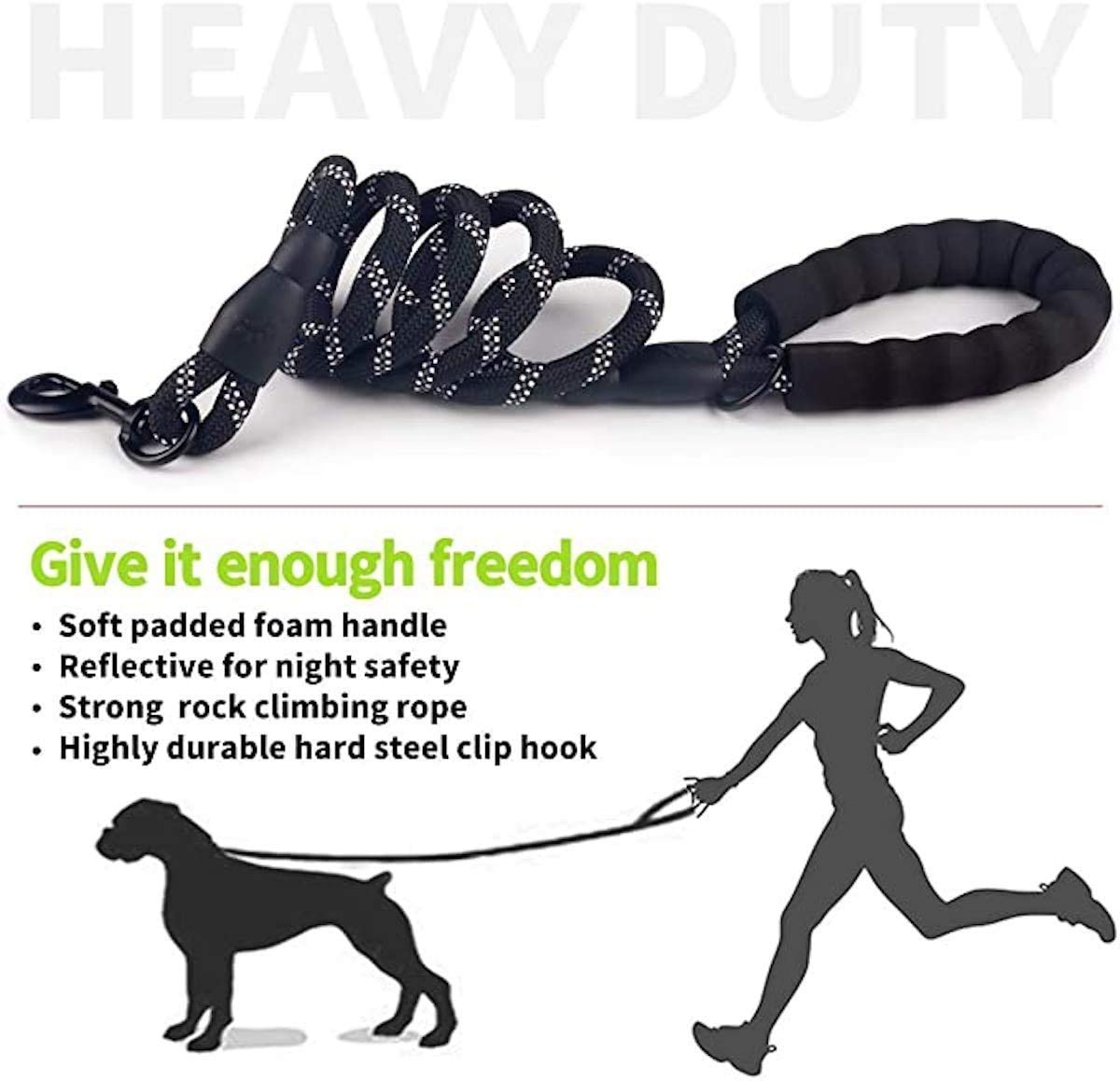 5 FT Thick Highly Reflective Dog Leash- Blue