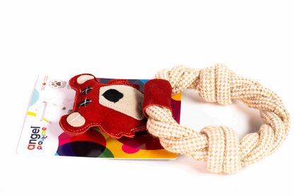 Bear & Rope Natural Dog Toy: Soft and Durable Interactive Playtime