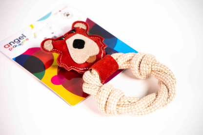 Bear & Rope Natural Dog Toy: Soft and Durable Interactive Playtime