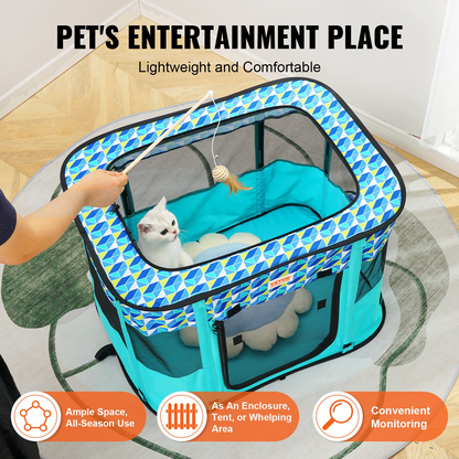 VEVOR 32" Portable Pet Playpen - Small Waterproof Dog & Cat Kennel, Indoor/Outdoor, Rectangle