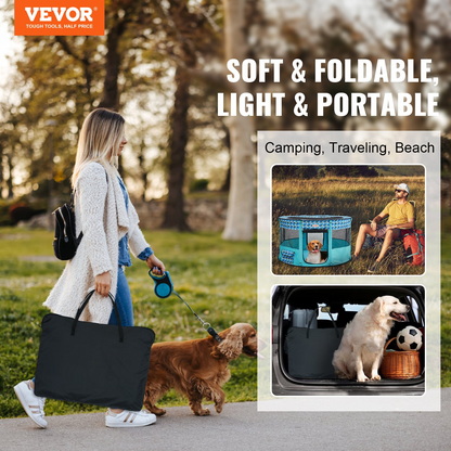 VEVOR 44" Large Portable Pet Playpen - Waterproof Oxford, Round, for Travel & Camping