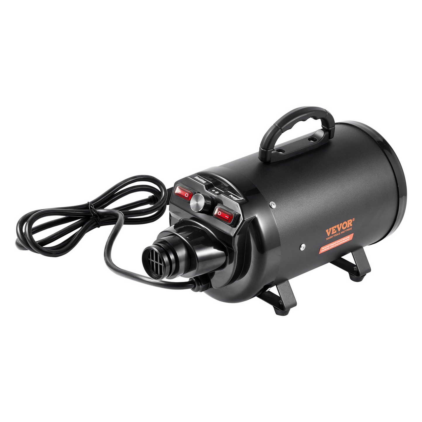 VEVOR 2000W Dog Dryer, 2.7HP, Adjustable Speed/Temperature, Black