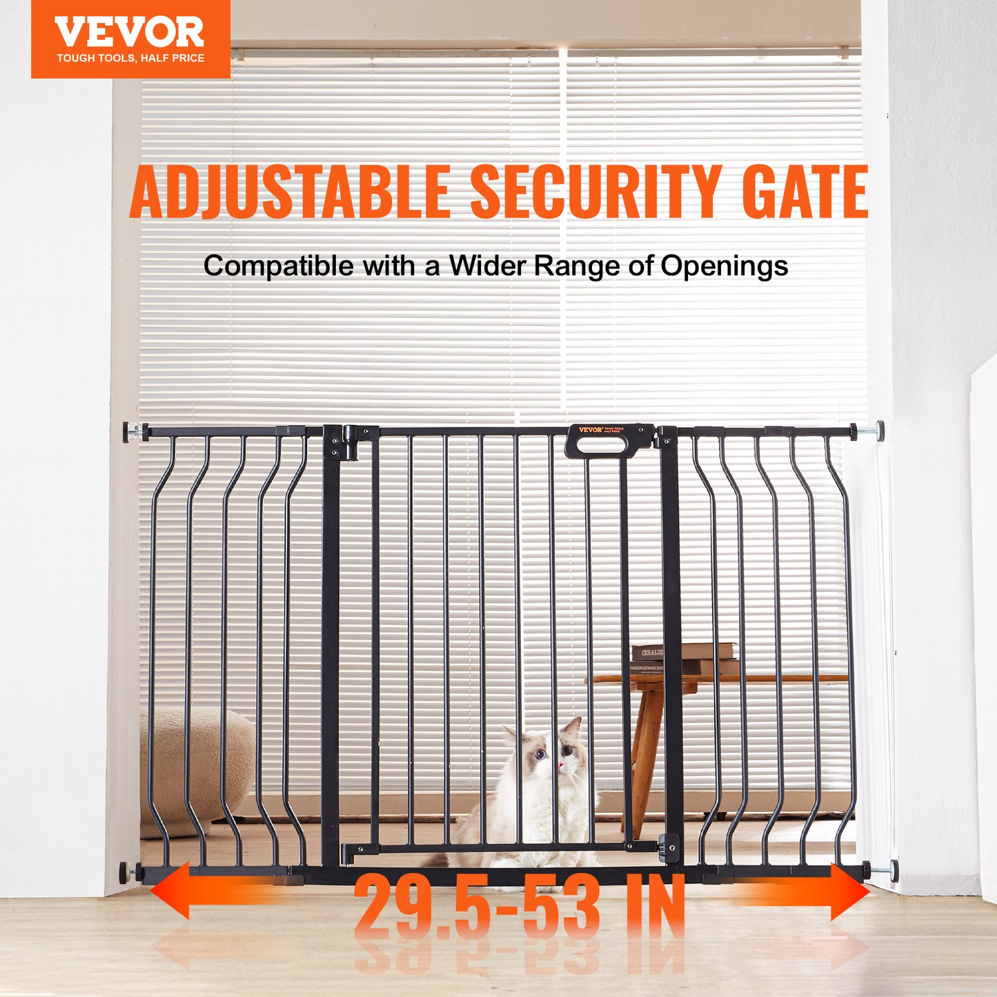 VEVOR 30" High Pet Gate, 29.5"-53" Wide, Auto Close, Black