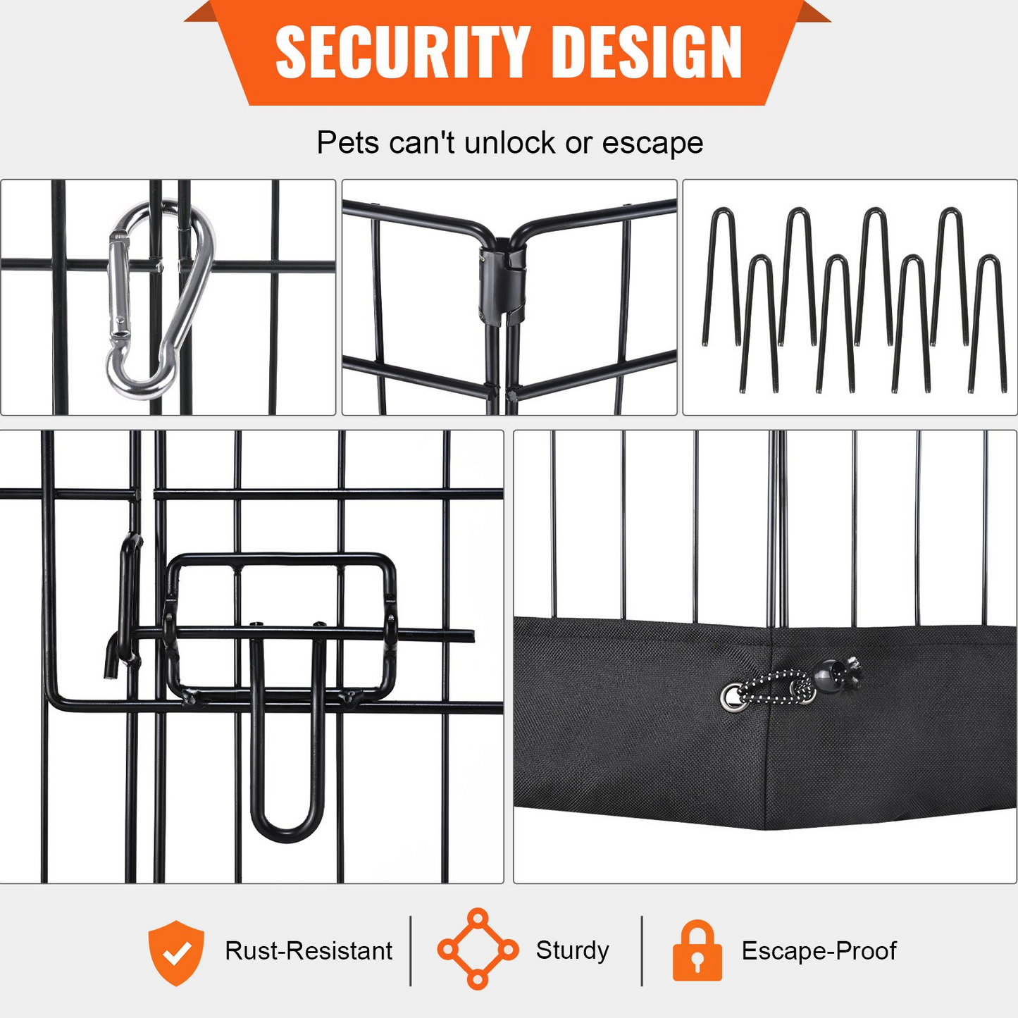 VEVOR 24" Dog Playpen, 8-Panel with Pad, Indoor/Outdoor Use