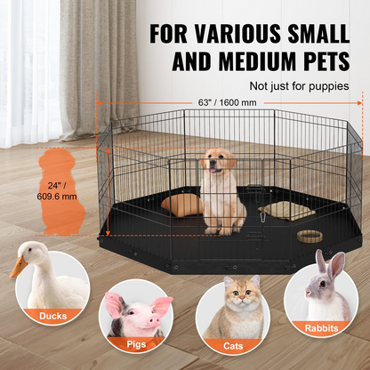 VEVOR 24" Dog Playpen, 8-Panel with Pad, Indoor/Outdoor Use