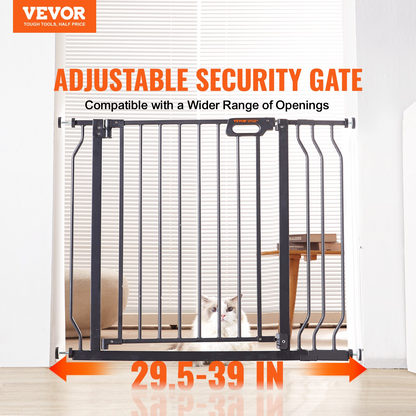 VEVOR 30" High Pet Gate, 29.5"-39" Wide, Auto Close, Black