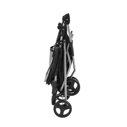 VEVOR 3-Wheel Pet Stroller, 35 lbs, Front Pedal & Velcro, Storage & Cup Holder, Black