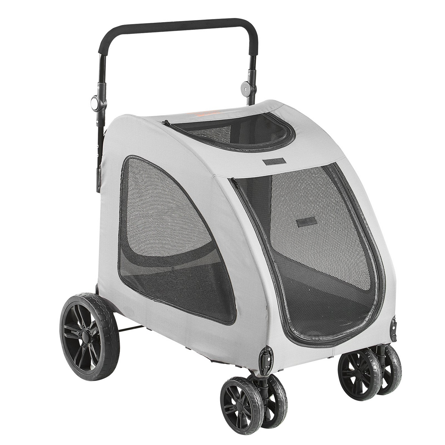 VEVOR 4-Wheel Dog Stroller, 160 lbs Capacity, Adjustable, Breathable Mesh, Dark Grey