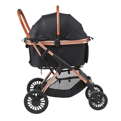 VEVOR 4-Wheel Pet Stroller, 66 lbs Capacity, Detachable Carrier, Black