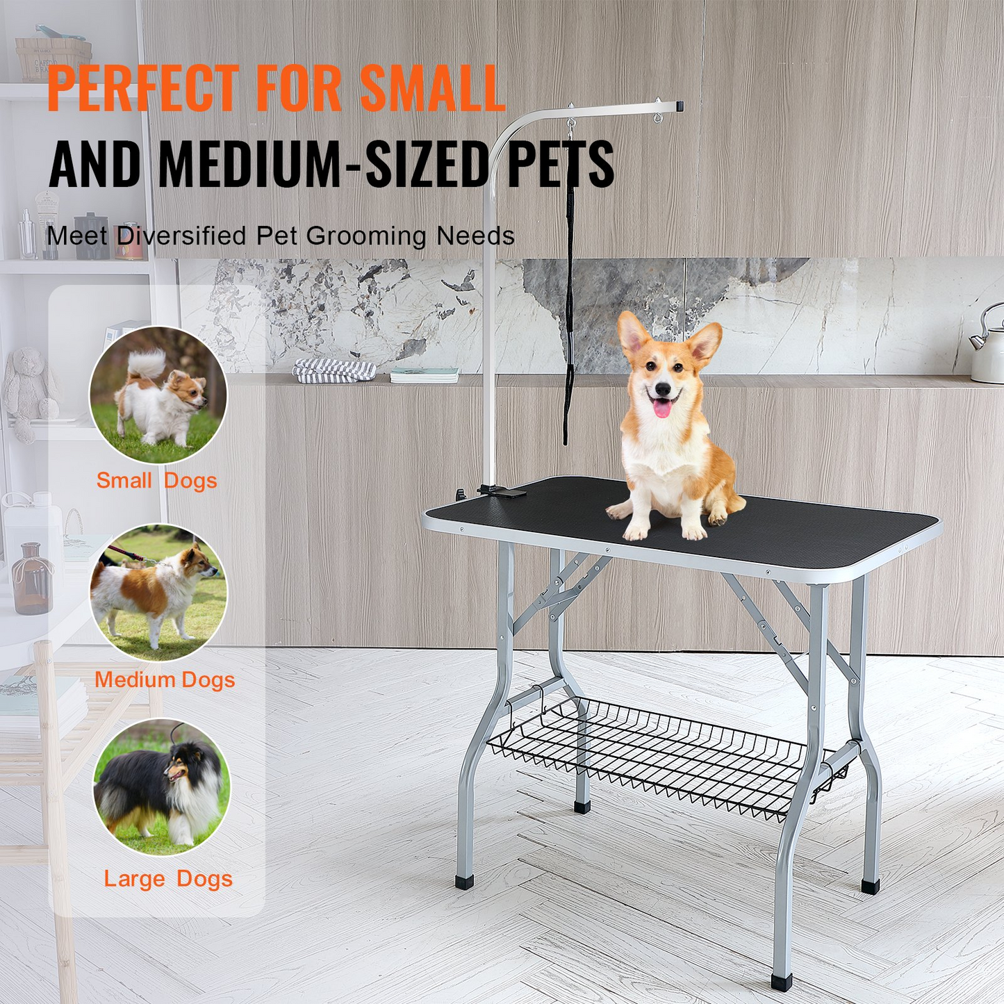 VEVOR 36"x24" Pet Grooming Table with Arm, Foldable, 330lbs Capacity