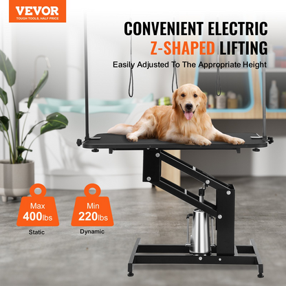 VEVOR 43" Hydraulic Pet Grooming Table, Adjustable for Medium/Small Dogs, 400LBS Max