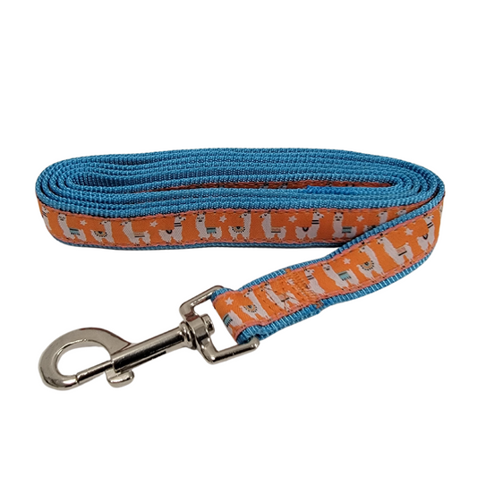 Stylish Nylon Dog Leash with Embroidered Llama Design (6ft)