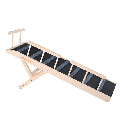 VEVOR Dog Ramp, 47.2" Folding Wooden Pet Ramp, Adjustable for Bed, Sofa, Car