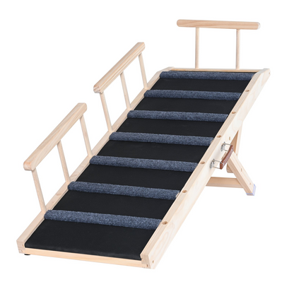 VEVOR Dog Ramp, 47.2" Folding Wooden Pet Ramp, Adjustable for Bed, Sofa, Car