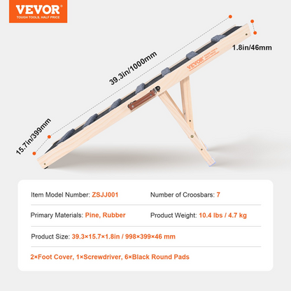 VEVOR Folding Dog Ramp, 39.3" Adjustable Wooden Pet Ramp for Bed, Sofa, Car