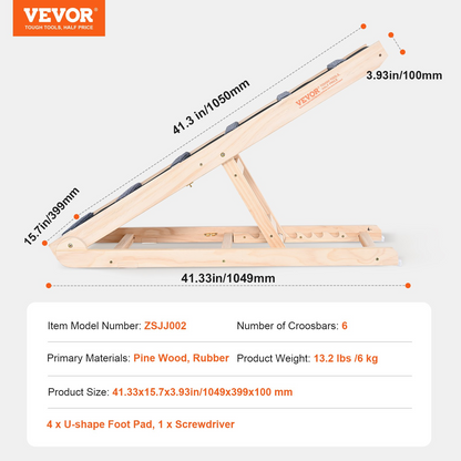 VEVOR Adjustable Folding Dog Ramp, 41.3" Wooden Pet Ramp for Bed, Sofa & Car