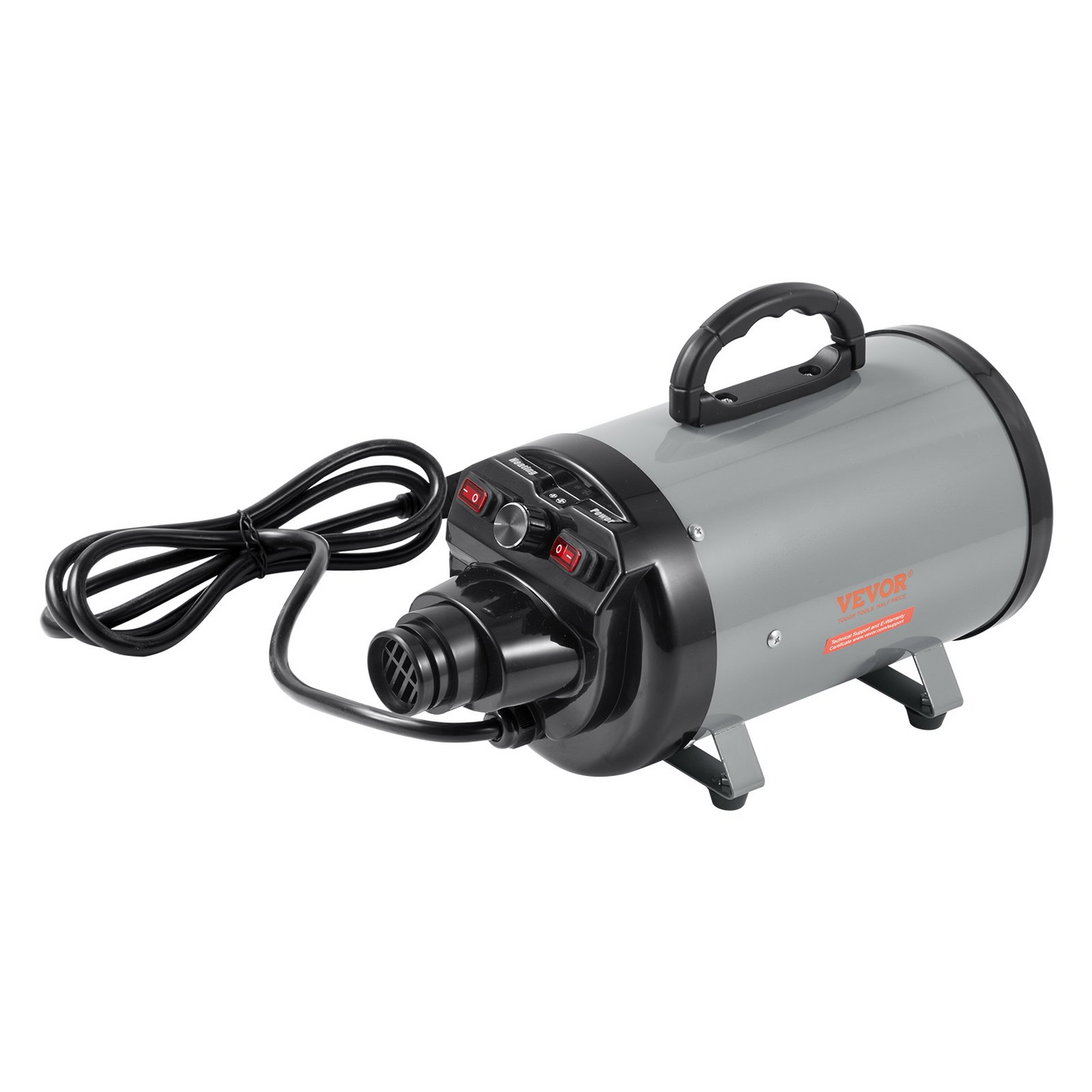 VEVOR 2000W Dog Dryer, 2.7HP, Adjustable Speed/Temperature, Grey/Black