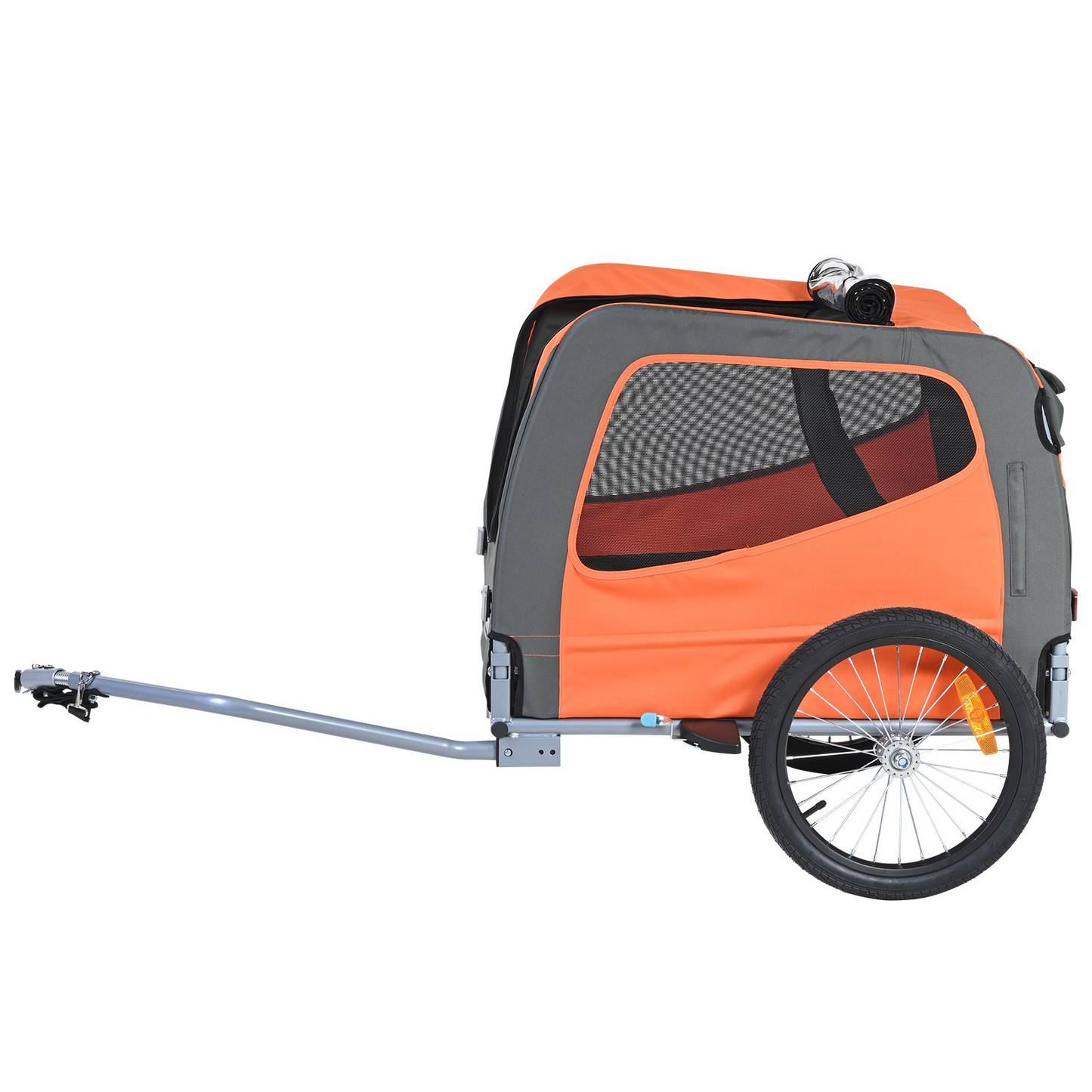 VEVOR Dog Bike Trailer, 66 lbs, 2-in-1 Stroller & Bicycle Carrier, Foldable, Orange/Gray