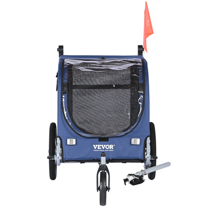 VEVOR Dog Bike Trailer, 100 lbs, 2-in-1 Stroller & Bicycle Carrier, Foldable, Blue/Black