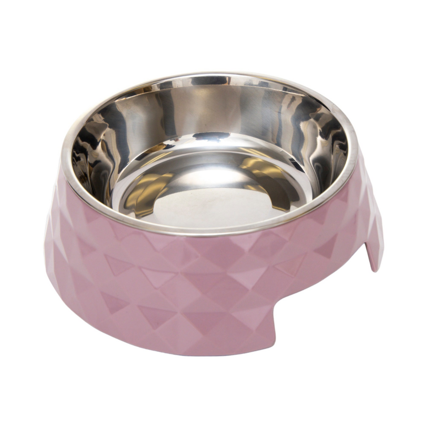 Country Living Diamond - Cuenco para perros de melamina y acero inoxidable (rosa de madera)