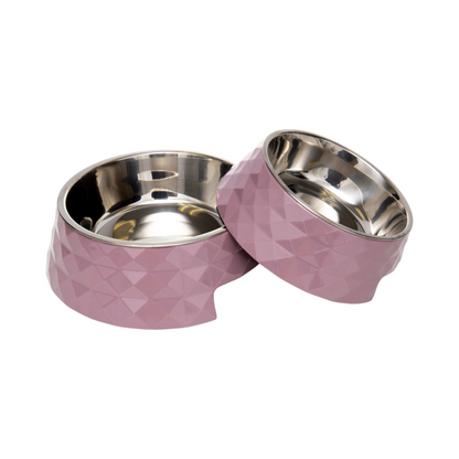 Country Living Diamond - Cuenco para perros de melamina y acero inoxidable (rosa de madera)