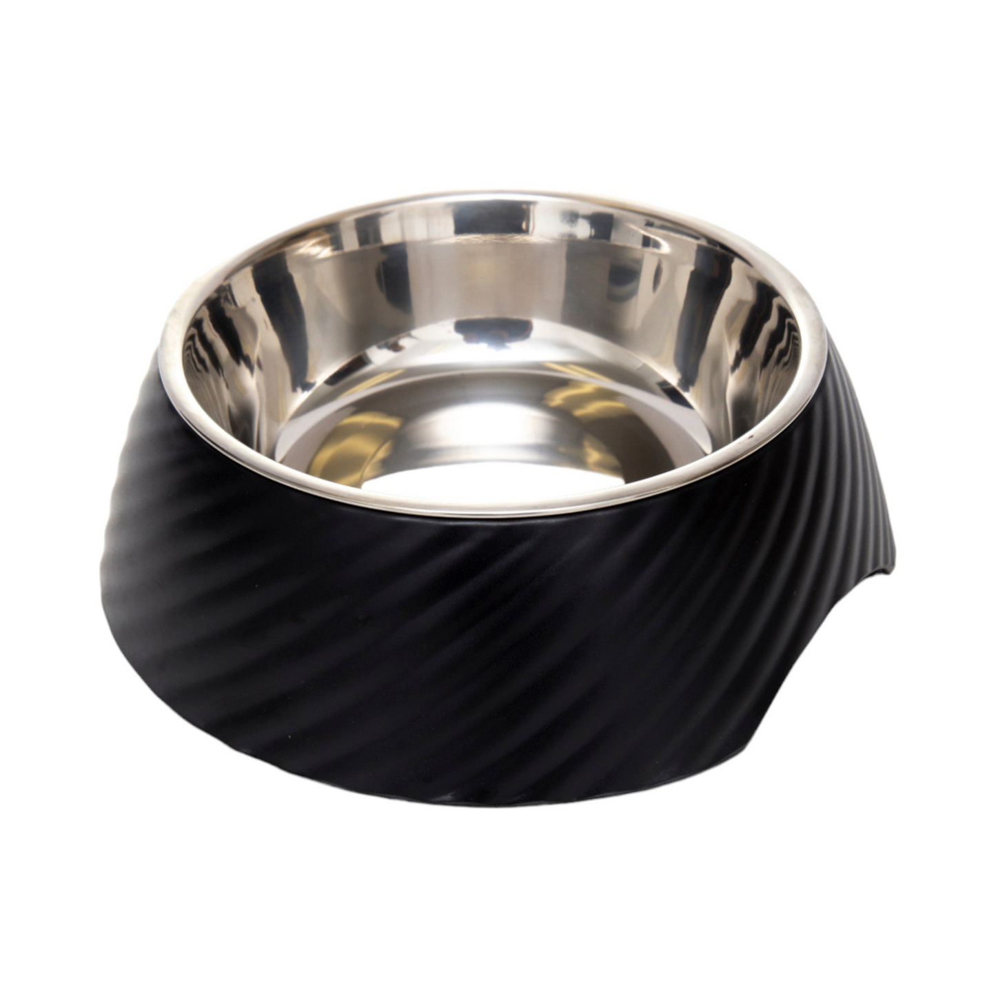 Country Living Twill Round Melamine Stainless Steel Dog Bowl (Black)