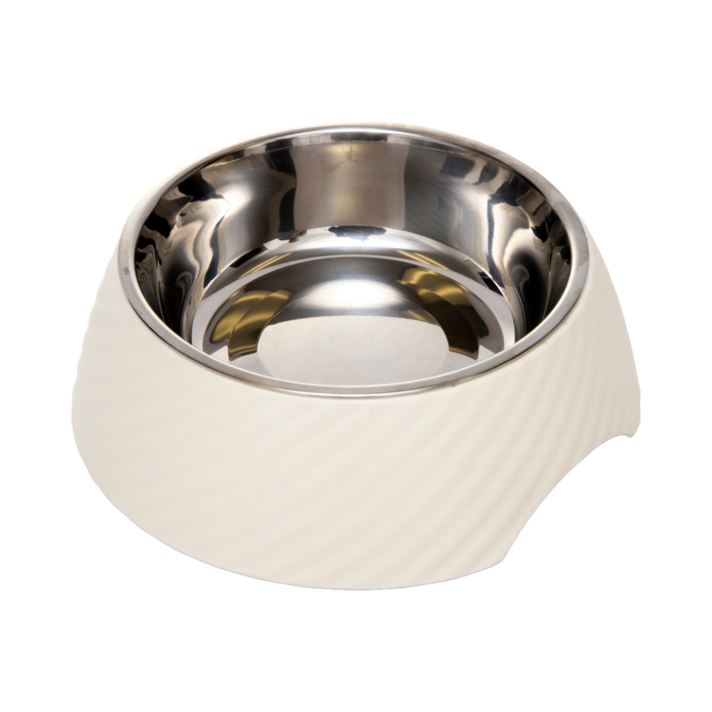 Country Living Twill Round Melamine Stainless Steel Dog Bowl (White Swan)